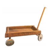 LL - Mosler Junior Safe with Assorted Vintage Tin Items on Wood Wagon