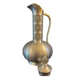 LL - Vintage Selandia Norway Pewter Decanter - 9-Inch Tall Leaf Finial
