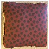 LL - Vintage Upholstered Stool with Rope Fringe - Damask Pattern, Metal Base