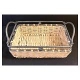 LL - Shower Caddy Stand with Diamond-Mesh Baskets and Wicker Basket Base