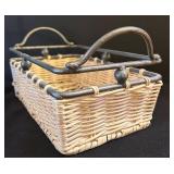 LL - Shower Caddy Stand with Diamond-Mesh Baskets and Wicker Basket Base