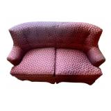 LLB - Vintage Pink Leopard Print Upholstered Loveseat,
