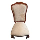 LLS - Vintage French Provincial Carved Wood Chair with Sage Damask Upholstery