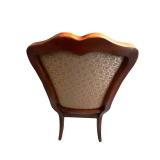 LLS - Vintage French Provincial Carved Wood Chair with Sage Damask Upholstery