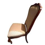 LLS - Vintage French Provincial Carved Wood Chair with Sage Damask Upholstery