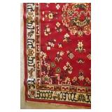 LLS - Vintage Red Oriental Rug 70 x 50 Inches with Central Medallion & Floral Border