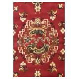 LLS - Vintage Red Oriental Rug 70 x 50 Inches with Central Medallion & Floral Border