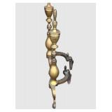 G - Pair of Antique Queen Anne Style Brass Claw Foot Andirons / Firedogs