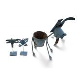 G - Outdoor Metal Garden Sculpture Set - 24-Inch Dog Figure & Butterfly Stakes (Lot of 3)