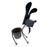G - Outdoor Metal Garden Sculpture Set - 24-Inch Dog Figure & Butterfly Stakes (Lot of 3)