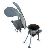 G - Outdoor Metal Garden Sculpture Set - 24-Inch Dog Figure & Butterfly Stakes (Lot of 3)