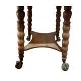 LLS - Antique Claw-Foot Table on Ball-Turned Legs with Square Top