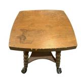 LLS - Antique Claw-Foot Table on Ball-Turned Legs with Square Top