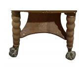 LLS - Antique Claw-Foot Table on Ball-Turned Legs with Square Top