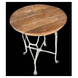G - Vintage Oval Table with Wrought Iron Base