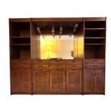 LL- Vintage Bar Cabinet with Mirror, Glassware Rack