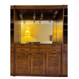 LL- Vintage Bar Cabinet with Mirror, Glassware Rack