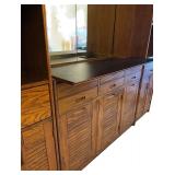 LL- Vintage Bar Cabinet with Mirror, Glassware Rack