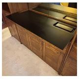 LL- Vintage Bar Cabinet with Mirror, Glassware Rack