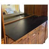 LL- Vintage Bar Cabinet with Mirror, Glassware Rack