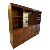 LL- Vintage Bar Cabinet with Mirror, Glassware Rack
