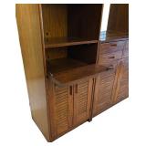 LL- Vintage Bar Cabinet with Mirror, Glassware Rack