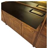LL- Vintage Bar Cabinet with Mirror, Glassware Rack