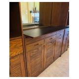LL- Vintage Bar Cabinet with Mirror, Glassware Rack