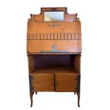 LR- Antique Victorian Era Slat Front Secretary Desk