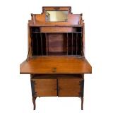 LR- Antique Victorian Era Slat Front Secretary Desk