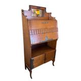 LR- Antique Victorian Era Slat Front Secretary Desk