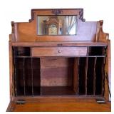 LR- Antique Victorian Era Slat Front Secretary Desk
