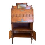 LR- Antique Victorian Era Slat Front Secretary Desk