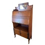 LR- Antique Victorian Era Slat Front Secretary Desk