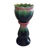 MB - Vintage Majolica Jardinière - Tall Vintage Glazed Planter