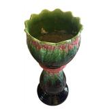 MB - Vintage Majolica Jardinière - Tall Vintage Glazed Planter