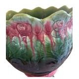 MB - Vintage Majolica Jardinière - Tall Vintage Glazed Planter