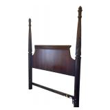 MB - Dark Wood Queen Headboard with Carved Posts