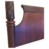 MB - Dark Wood Queen Headboard with Carved Posts