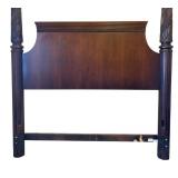 MB - Dark Wood Queen Headboard with Carved Posts