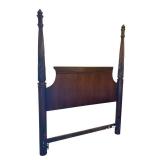 MB - Dark Wood Queen Headboard with Carved Posts