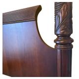 MB - Dark Wood Queen Headboard with Carved Posts