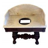 MB - Antique Victorian Style Walnut Marble-Top Washstand with Basin & Pitcher