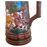 MB - Vintage Ceramic Hand Painted Stein with Hand-Painted Village Scene