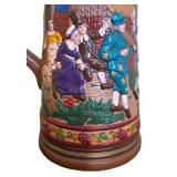 MB - Vintage Ceramic Hand Painted Stein with Hand-Painted Village Scene