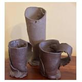 MB - Artisan Crafted Two Pottery Cups with Vase by JD