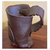 MB - Artisan Crafted Two Pottery Cups with Vase by JD