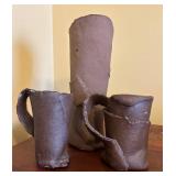 MB - Artisan Crafted Two Pottery Cups with Vase by JD