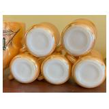 MB - Vintage Fire King Egg Nog Lusterware Bowl with 5 Mugs Set