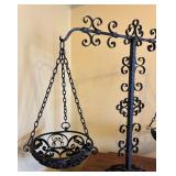 MB - Vintage Wrought Iron Hanging-Basket Scale with Decorative Scrollwork